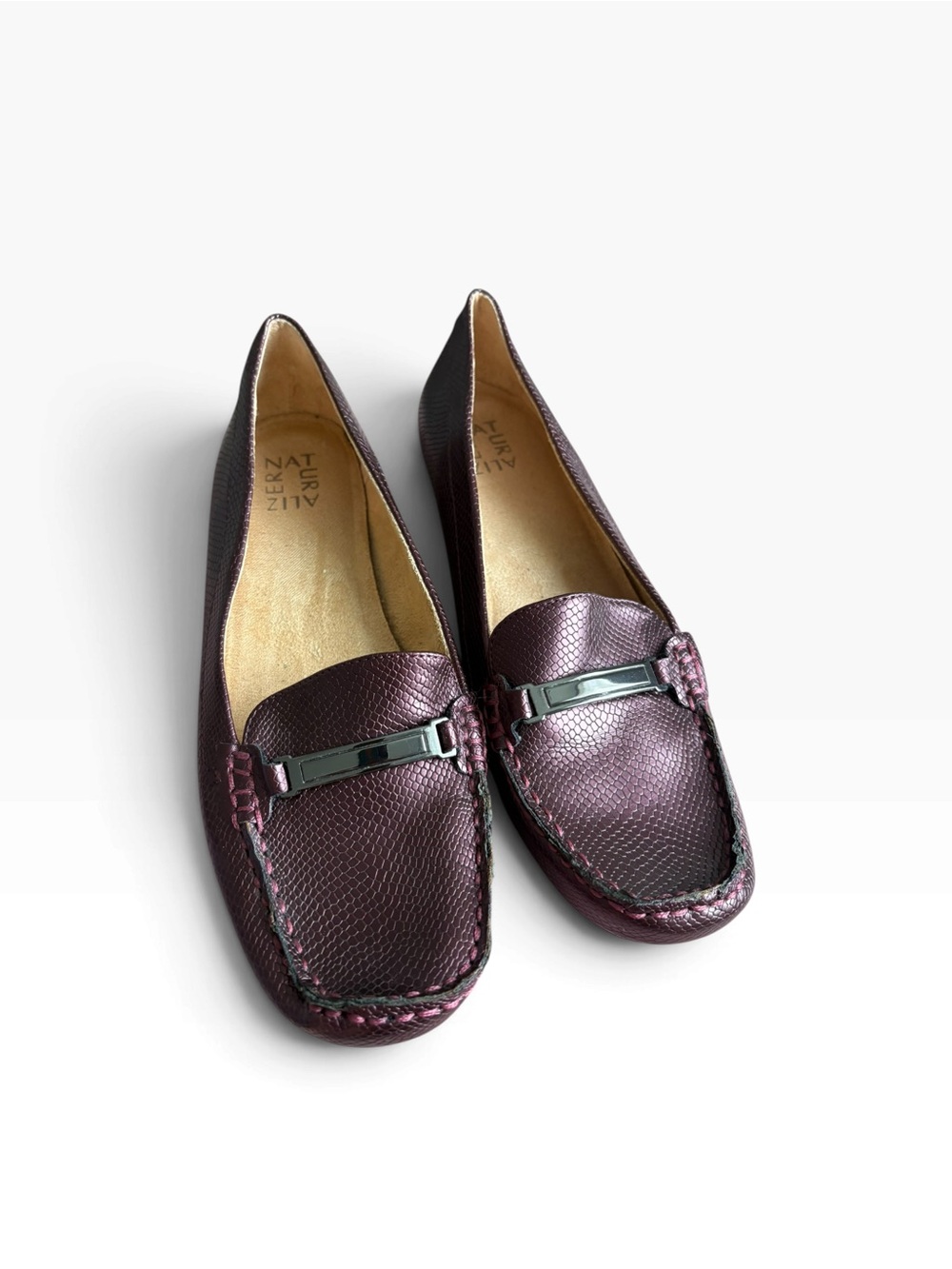 NATURALIZER Comfort Gisella Loafers Ruby Color Lizard Pattern size 10.